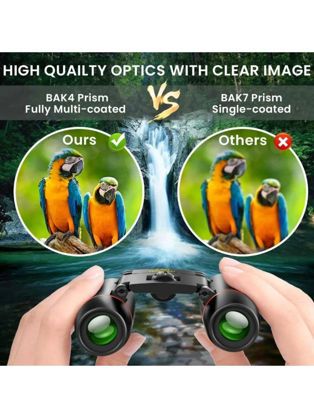Compact 12x25 Small Pocket Binoculars for Adults - Lightweight, Travel-Friendly